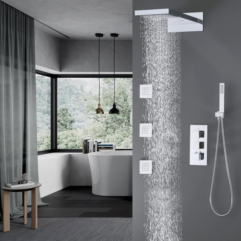 Complete Shower System with Rough-in Valve, Polished Chrome