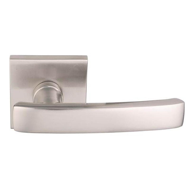 Geneva Flat Passage (Hall & Closet) Door Lever with Square Rosette, Satin Nickel, Right