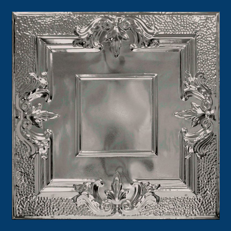 24.38'' L x 24.38'' W Metallic Tin Nail Up Ceiling Tile In Silver