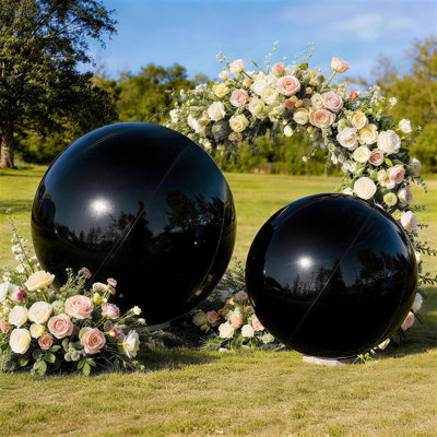 Ballons de fête gonflables 19,7 "+ 31,5" miroir, ballon disco suspendu réutilisable pour club, cabine de DJ et décor d'événement - ensemble de 2 (noir, pompe incluse)