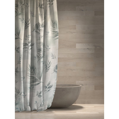 Rothbury Green Leaf Printed Fabric Waterproof Shower Curtain - 72"x72"