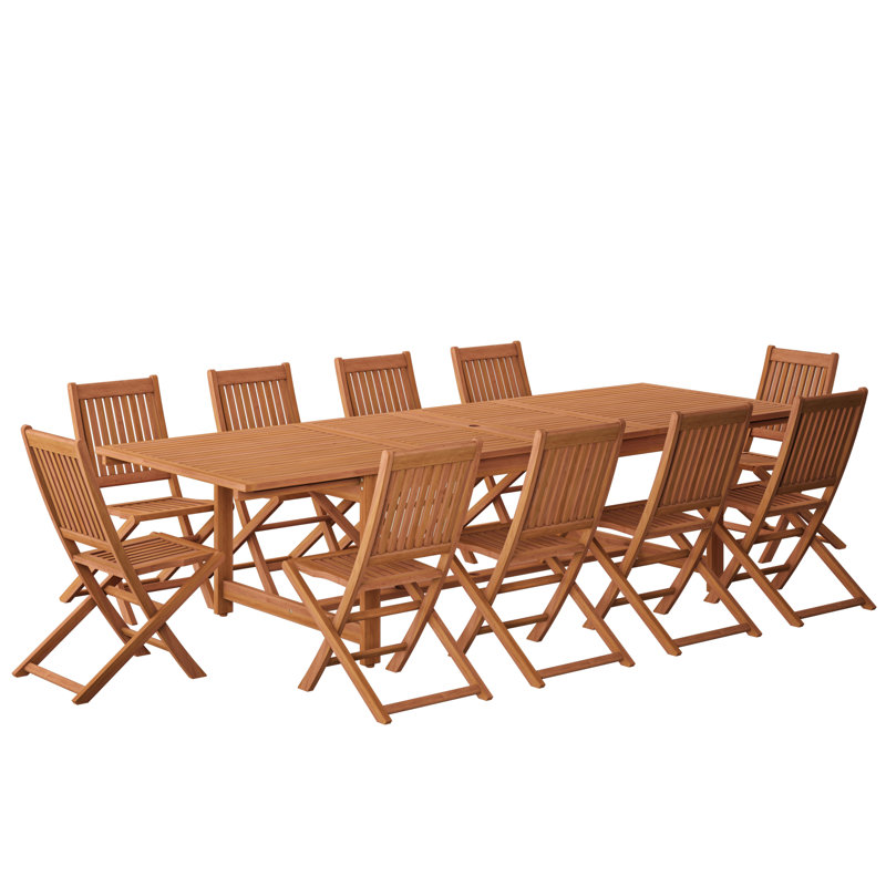 Anautica Outdoor Patio 11pc 100%  FSC Certified Wood Dining Set