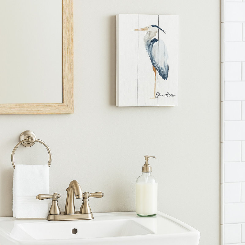 «Blue Heron Serenity», art mural sur toile, H 24 po x l 16 po