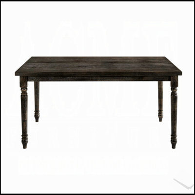 Weathered Grey Rectangular Dining Table, Durable and Stylish for Family Gatherings and Formal Dinners.