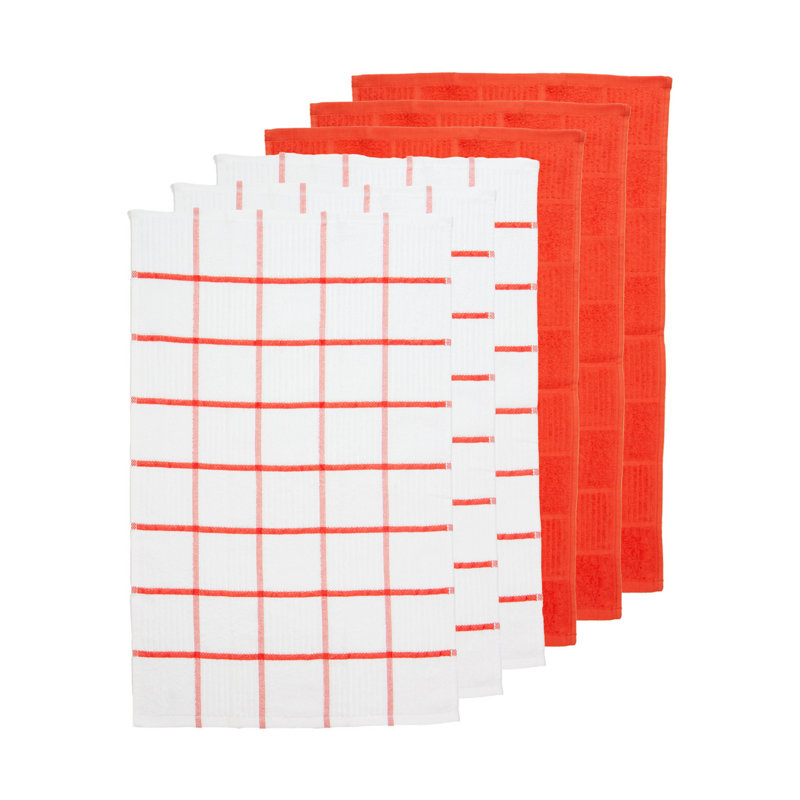 Checkered Tea Towel Kitchen Towel, Red/White