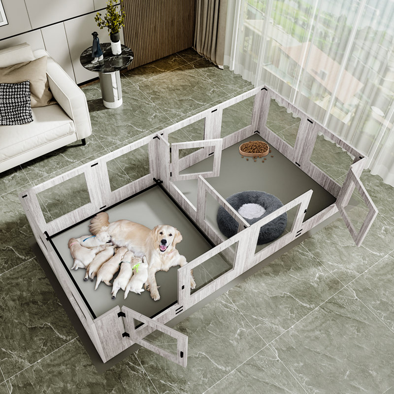 Carrollton Manufactured Wood Exercise Pen With Door, 60cm H x 239.2cm W x 120cm D