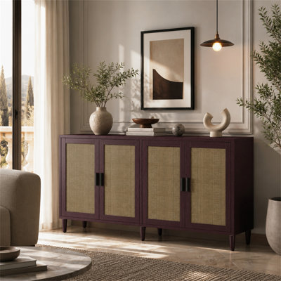 70" Rattan Buffet Cabinet With Storage