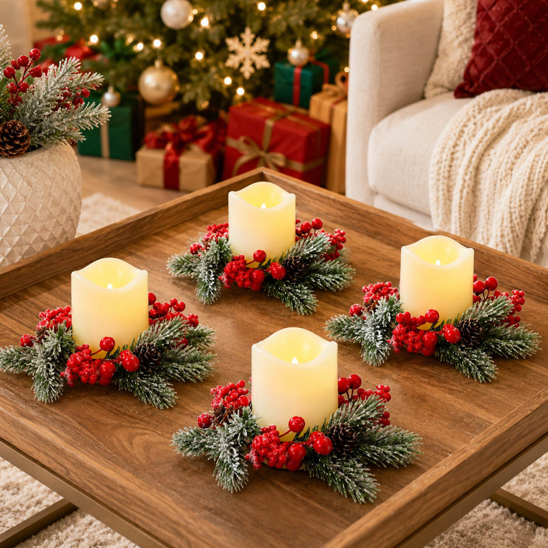 Ensemble d'anneaux de bougie Christmas Cerry