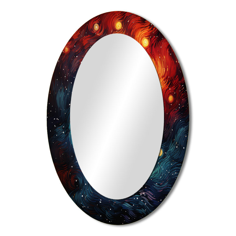 Décoration colorée de tourbillon de tempête tourbillonnant I - miroir ovale multicolore, 36 po x 24 po
