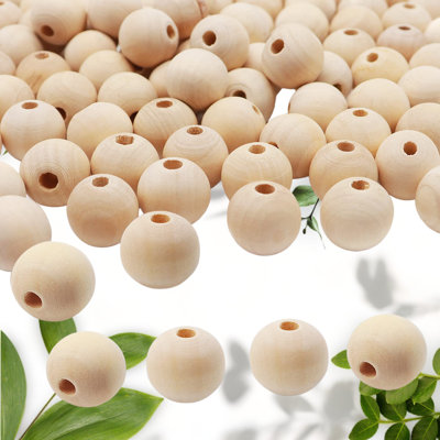 20mm Unfinished Round Wood Beads, 100 Pack