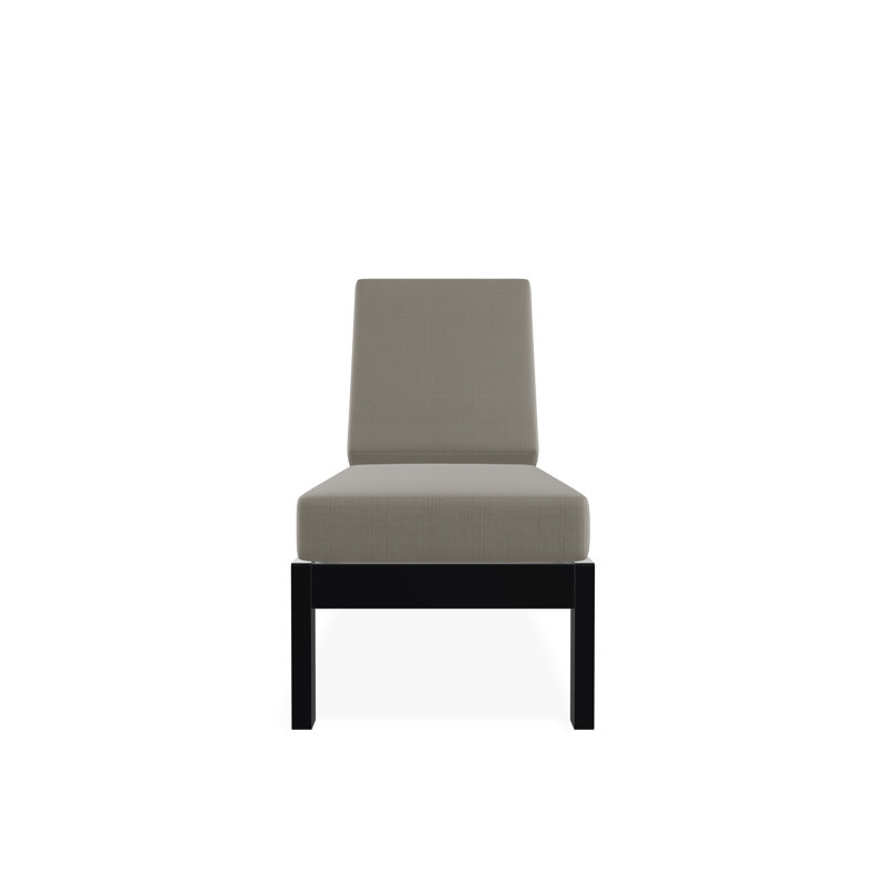 Chaise longue sans accoudoirs en polyester à 3 positions Leeward, Lin naturel, Noir