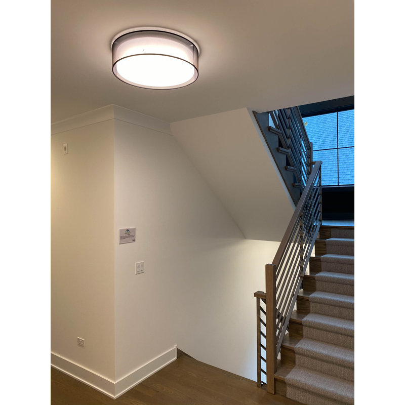 Plafonnier encastré à trois lumières DEL Jessalyn, H 5,5 po x l 16 po x P 16 po, Organza noir