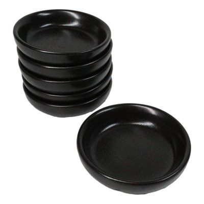 Pack Of 6 Ceramic Kokuyo Black Soy Sauce Oil Condiment Round Dishes Bowls 1.5oz