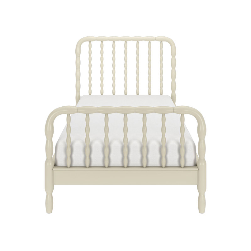 Lind Spindle Solid Wood Bed, Twin, Linen White