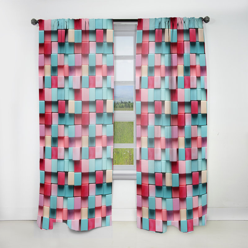 Popart Candyland Blocks - Rideau à rayures - Rideau à rayures obscurcissant - 1 panneaux, L 52 po x L 90 po