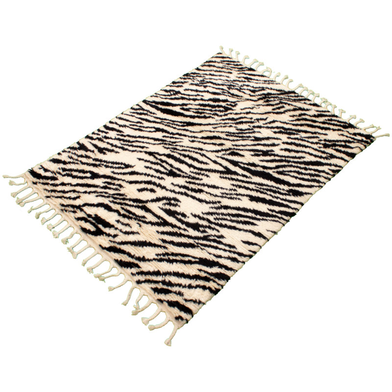 Tapis décoratif en laine de conception unique 5 pi 11 po x 7 pi 11 po noué à la main New Age