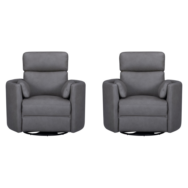 Bre Manual Swivel Glider Recliner Two Pack, Gray