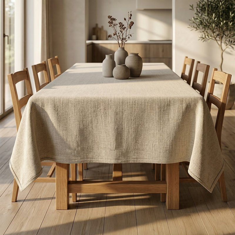  Nappe Milan imperméable 60 x 90 nappe couleur lin | Tissu en polyester | Housse de table résistante aux taches, L 90 po