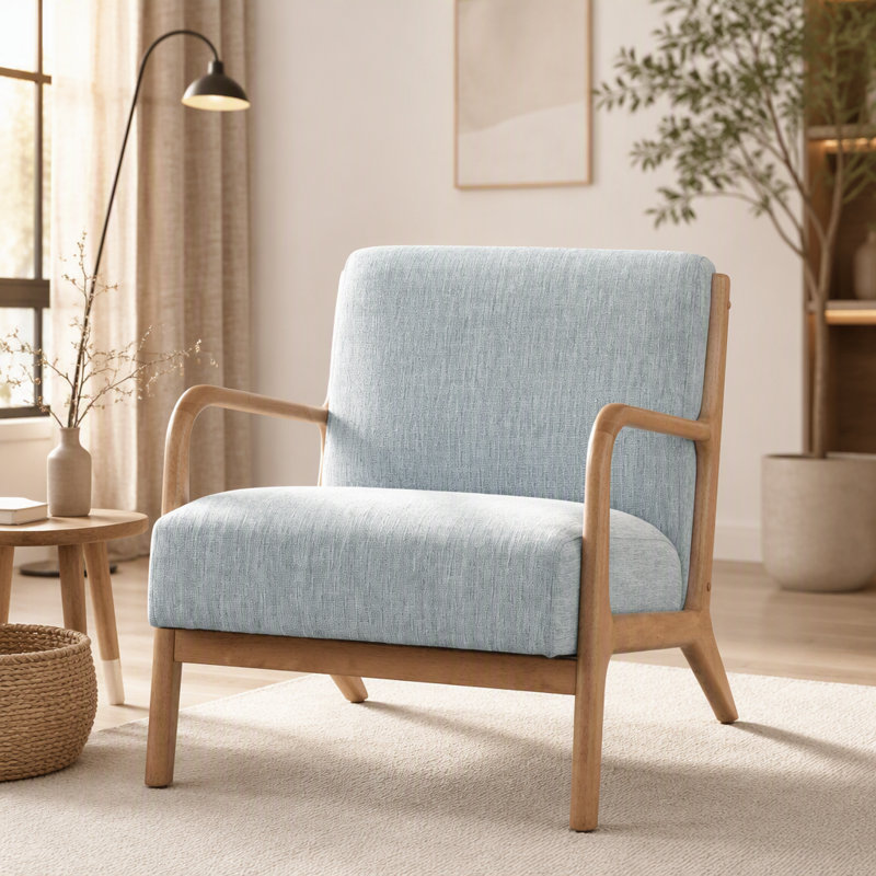 Chaise longue confortable de style Mid-Century pour la détente et le style, Light Blue Polyester