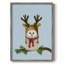 «Christmas Fluffy Owl and Antler», reproduction encadrée - bois massif-718385427