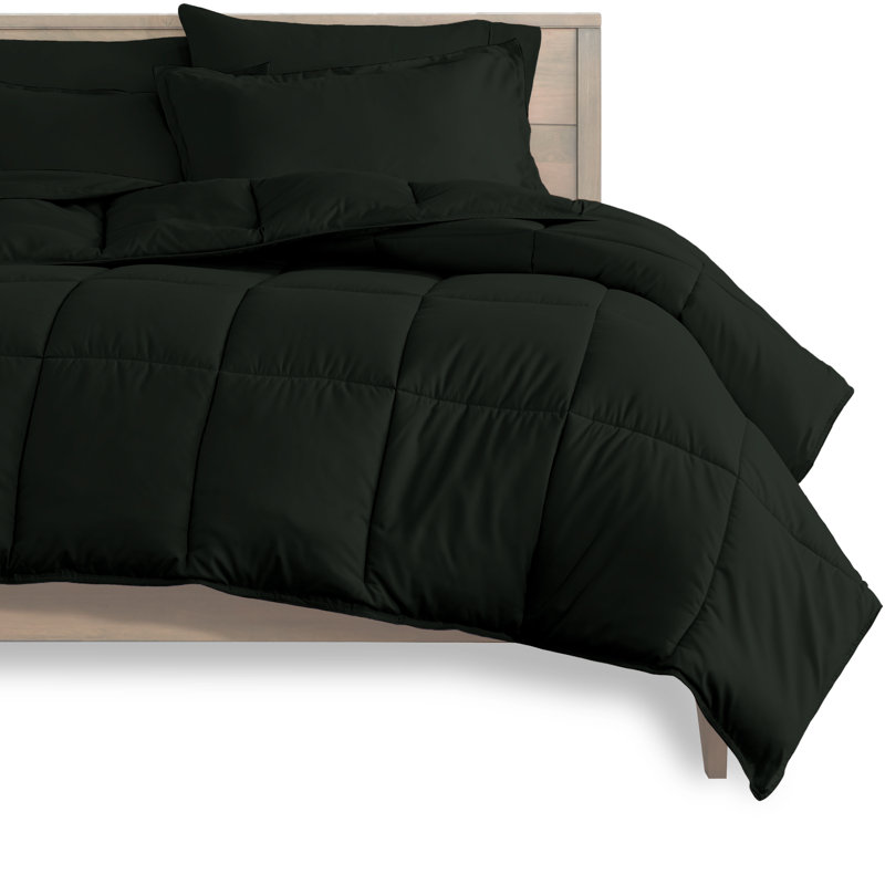 Ensemble de lit dans un sac, Noir / Noir, Édredon double / grand + taies d'oreiller