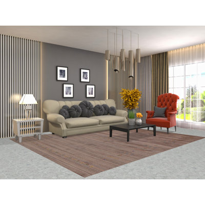 Tapis rayé brun à motif tribal Gabbeh 8