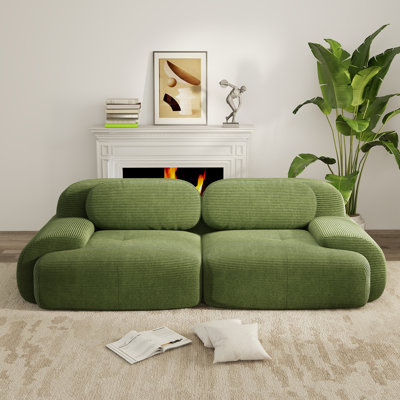 Modern Corduroy Modular Loveseat Sofa with Wide Seats for Living Rooms by Ebern Designs