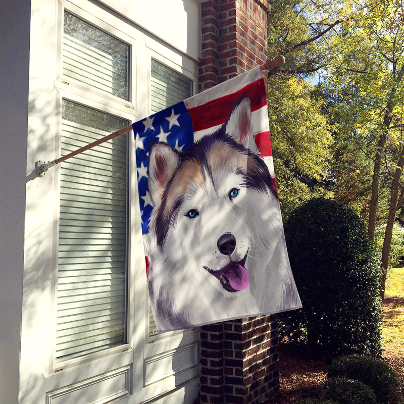 Polyester à 2 côtés 28 x 40 po drapeau maison, Husky d'Alaska