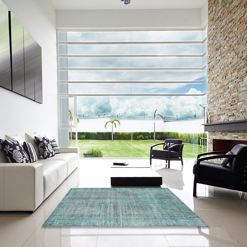 Tapis bleu/gris traditionnel Hojanovice, Carré 4 pi