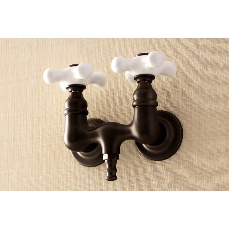 Kingston Brass Aqua Vintage Two-Handle 2-Hole Tub Wall Mount Clawfoot Tub Faucet, Oil Rubbed Bronze