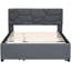 Lit plateforme tapissier avec tête de lit à motif brique et lit gigogne simple en tissu de lin gris pour une détente maximale et un confort maximal