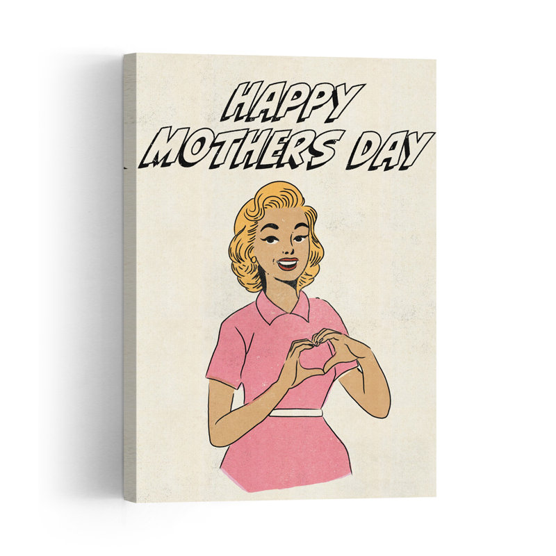Retro Mothers Day Heart Classic Retro Vintage Wall Art Print, 91.44cm H x 60.96cm W