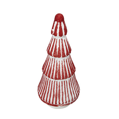 Glittered Christmas Tree Décor - 5" x 5" x 11.5'' - Red, White