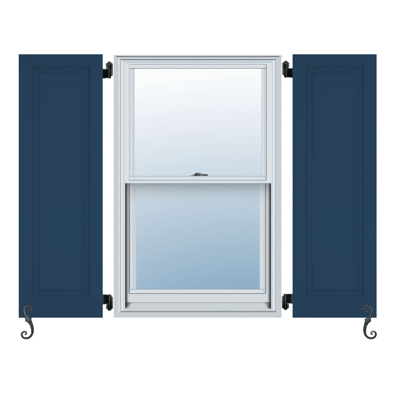 Paire de volets surélevés à panneau simple Atlantic Classic, Bleu haute mer, 20 po, 66 po