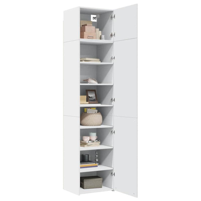 Slim Storage Cabinet 50X42.5X225 Cm Engineered Wood, White