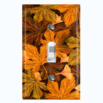 Metal Light Switch Plate Outlet Cover (Flower Autumn Paint Print - Single Toggle)