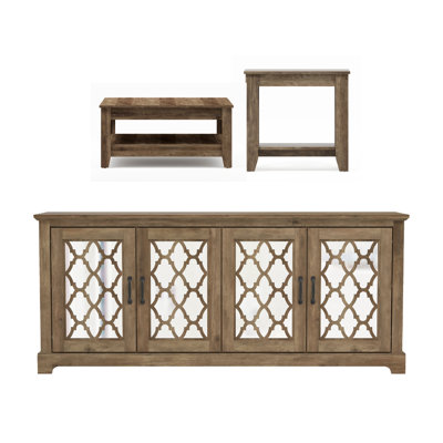 Weddel Basilico Transitional Living Room Media Furniture 3 Piece Set