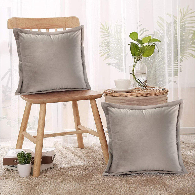 Cleo Square Throw Pillow Cover, Grey