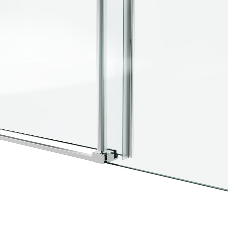 Porte de douche fixe et coulissante avec quincaillerie carrée et verre trempé