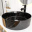 Meuble-lavabo mural de 30 po avec lavabo d'art à motif de marbre noir en céramique et dalle de pierre artificielle, 2 portes à fermeture douce-579952604