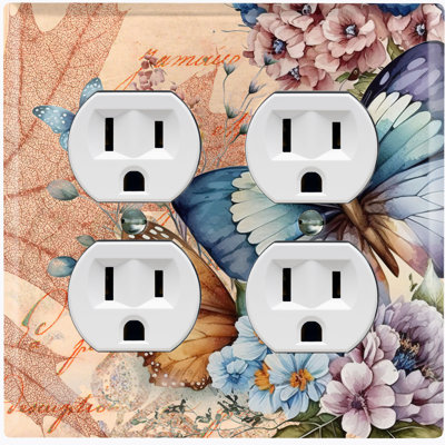 Copper Rust Patina Teal Print 2 - Gang Duplex Outlet Standard Wall Plate