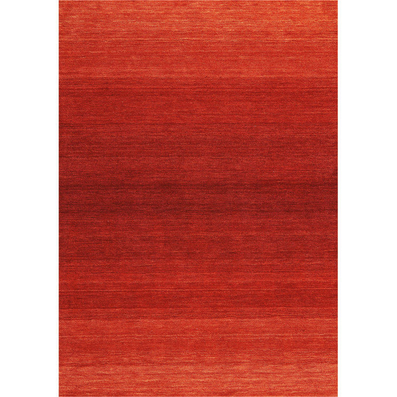 Solid Colour Wool Hand Woven Area Rug, Rectangle 122 x 183cm