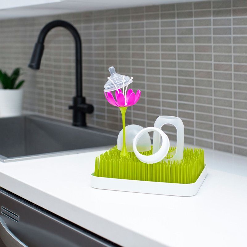 Porte-vaisselle à accessoires pour séchage de tige aubaine, Magenta/Blanc, H 9,5 po x l 3,5 po x P 3,5 po