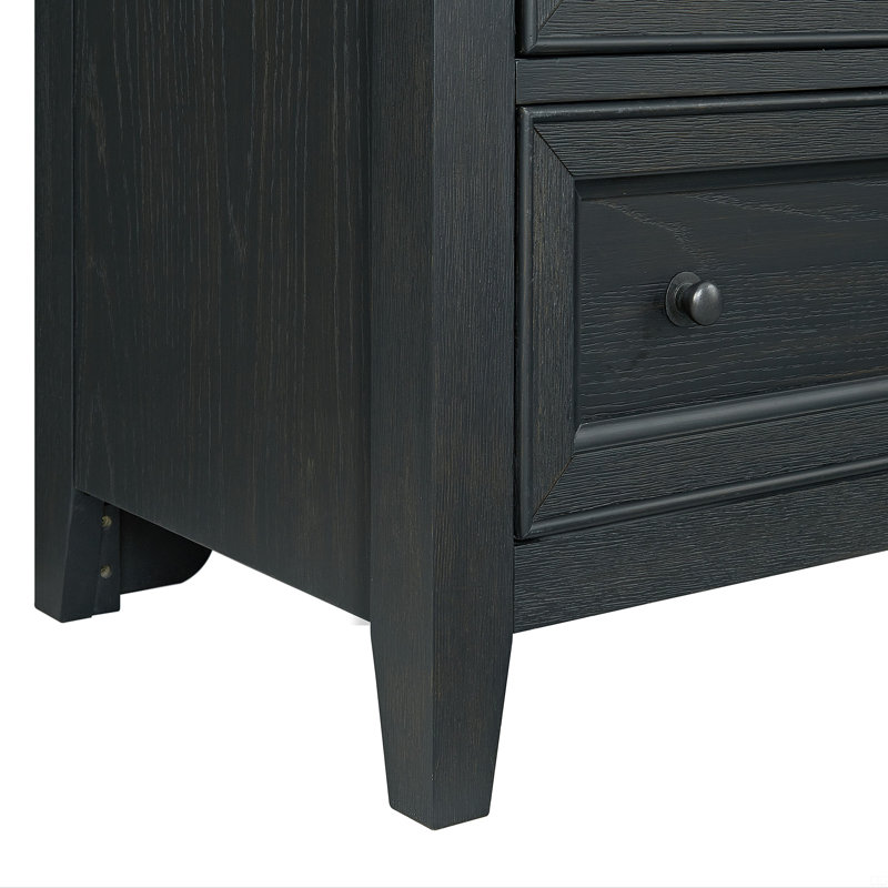 3-Drawer Nightstand, Black