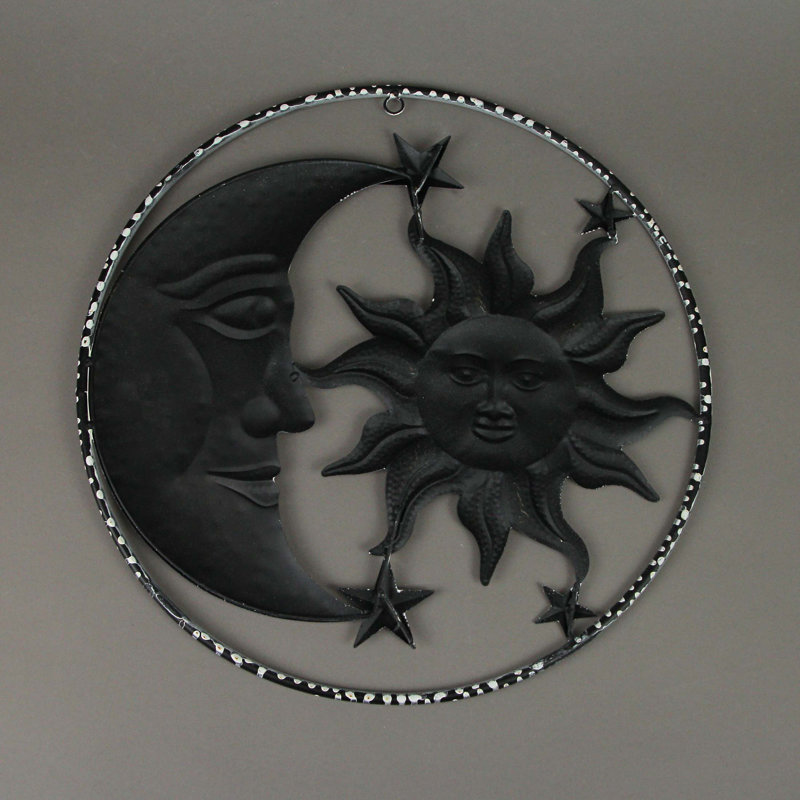 Ensemble de 2 décorations murales célestes en métal soleil lune et étoiles
