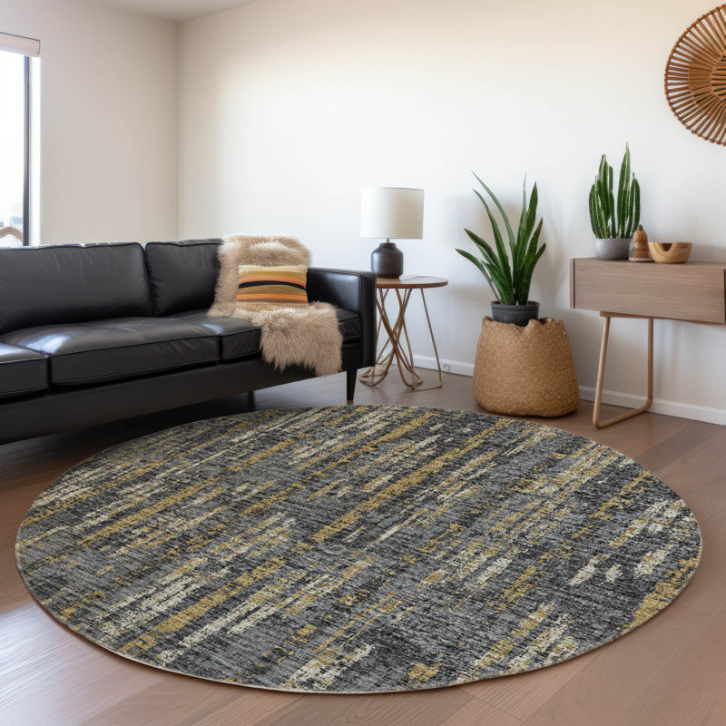 Premium Machine Washable Tiream Granite Rug, Round 8'