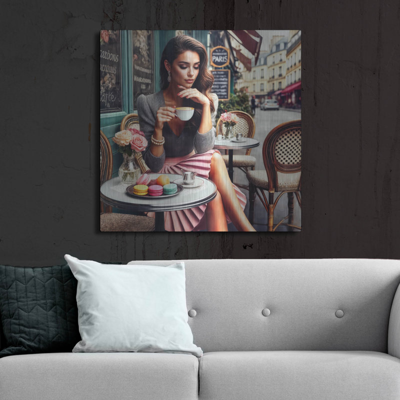  «Macaroons And Coffee In Paris Cafe» par Rey Klimt, art mural en métal