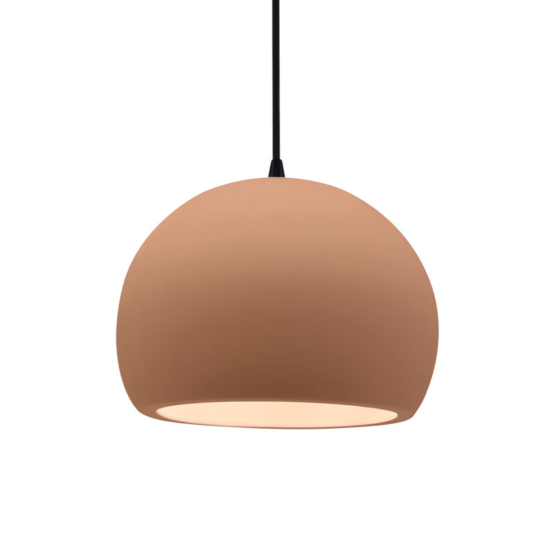 Luminaire suspendu à 1 lumière Aschwin, H 7,75 po x l 10 po x P 10 po, Adobe, Noir mat