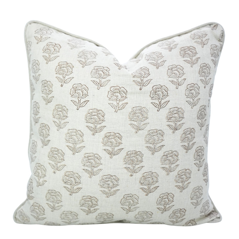 Housse de coussin à motif de passepoil fait à la main Fab Divine Elegant, Carré 14 po