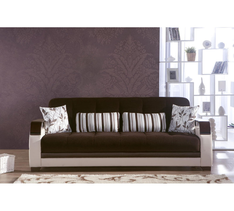 Canapé naturel brun Colins, 100% polyester brun foncé / blanc
